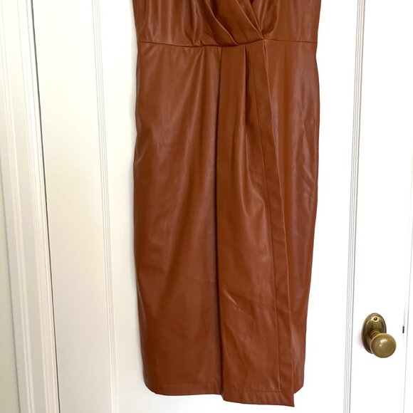 Nine West Vegan Leather Wrap Dress | Size Small - Picture 6 of 10